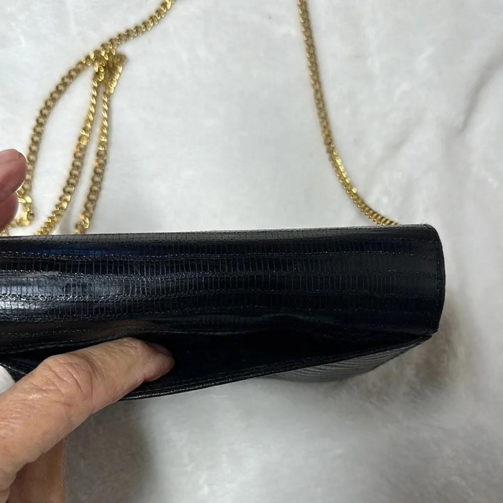 Perry Ellis Black and Gold Crossbody Bag with Chain Strap